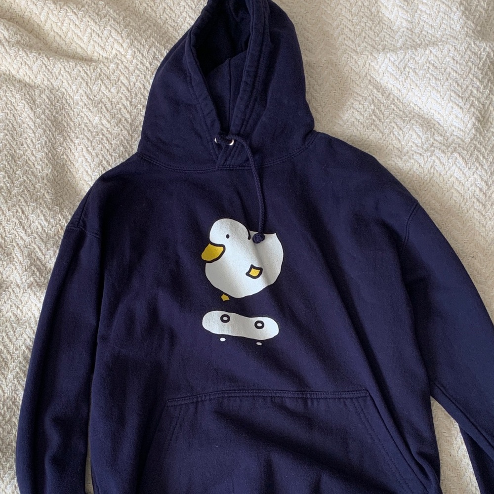 Duck on Skateboard hoodie | Dark Navy Blue | size M (fits like small)